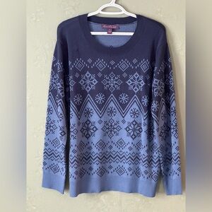 Gloria Vanderbilt Dark Blue Geometric Women's Sweater